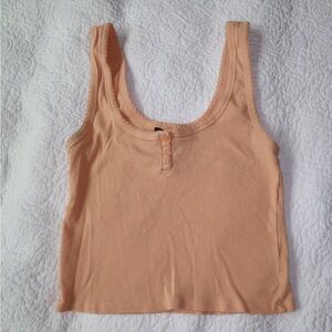 Peach Ribbed Cropped Tank